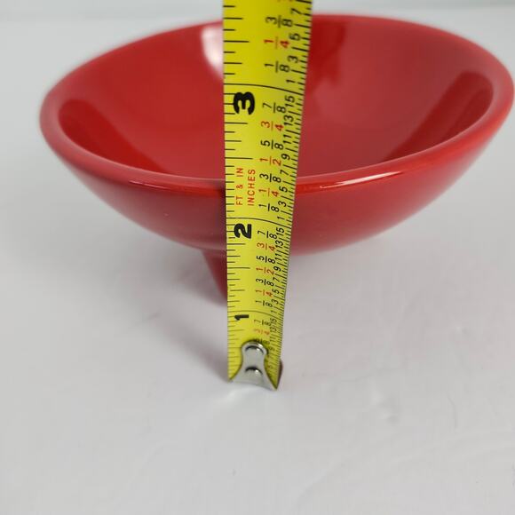Chantal Footed Red Dipping Bowl 6oz Salsa  93-TV11-MO Stoneware - Picture 6 of 6